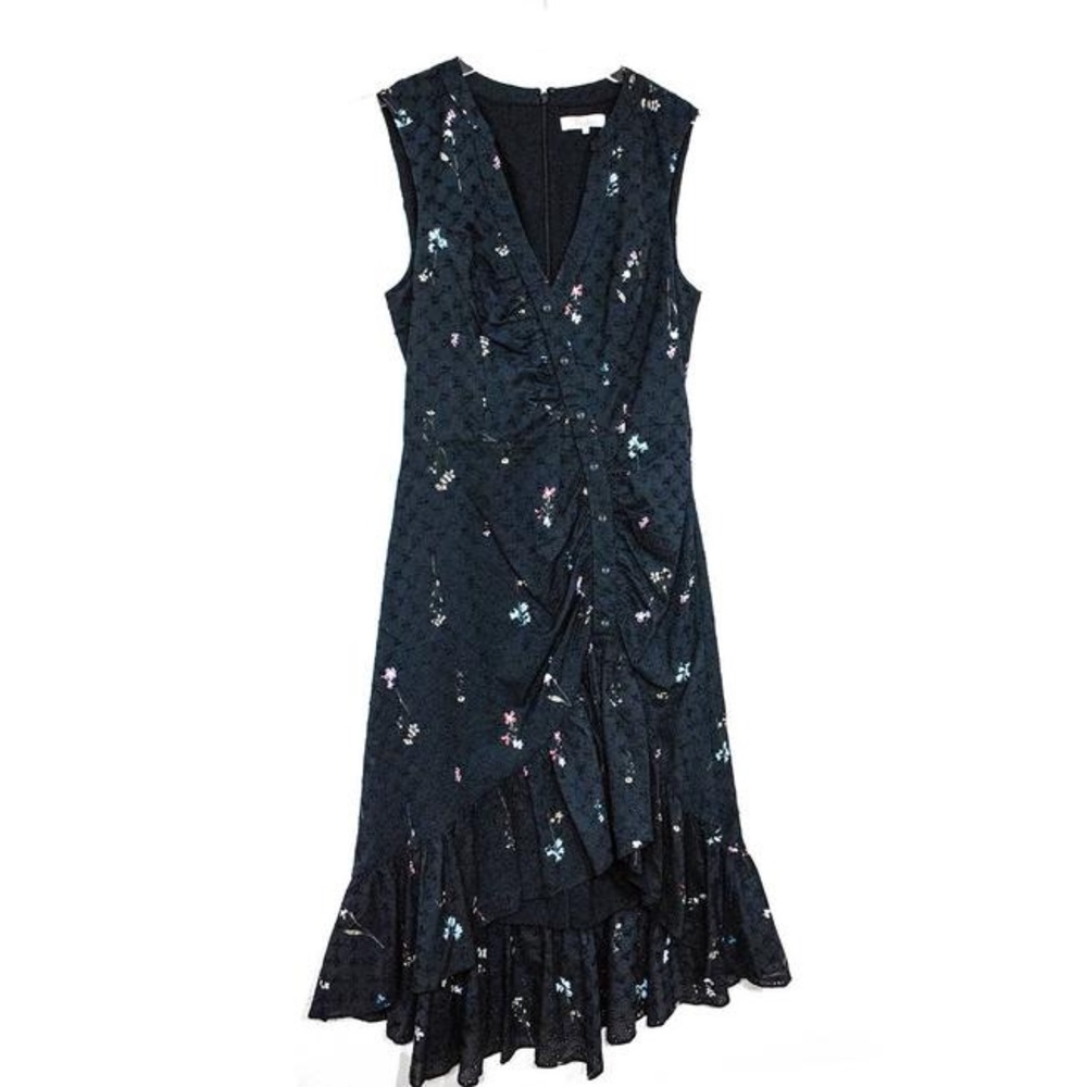 NWT! Parker size 12 black dress with lace flower detail and ruffle bottom
